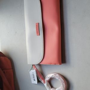 Vera Bradley Flap Clutch, Coral/Off White, NWT